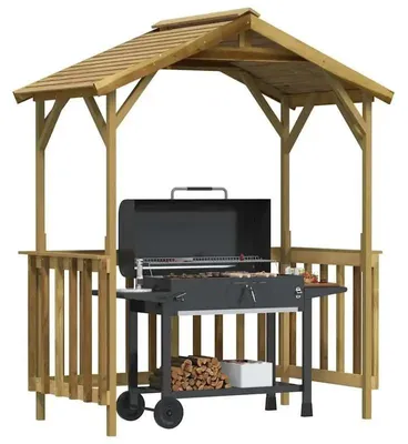 Image de Pavillon de barbecue - Abri pour barbecue - Structure en plastique de 163,5 x 93 x 210 cm - Toit incliné - Jaune