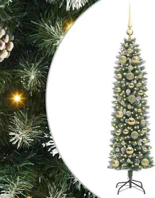 Obrázok produktu pre vidaXL Umelý tenký vianočný stromček zeleno-biely 150 cm