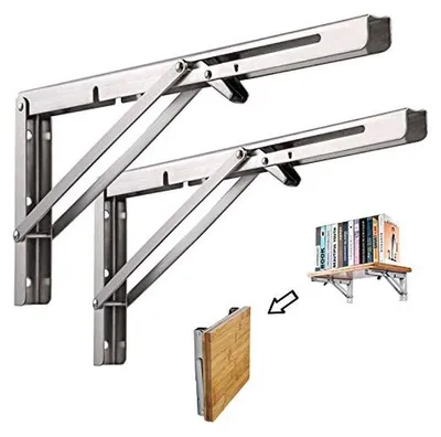 Productafbeelding van Opvouwbare Wandplankbeugel 300 mm - Zware Roestvrijstalen Klapbeugels met Max. Belastbaarheid 113 kg (2 Stuks)