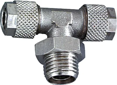 Produktbild von Riegler T-Einschraubverschraubung, drehbar, G 1/4 a., für Schlauch 6/4