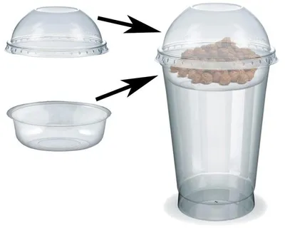 Produktbild von 100x Feinkostbecher für Salat Müsli Joghurt mit Einsatz + Deckel 500 ml