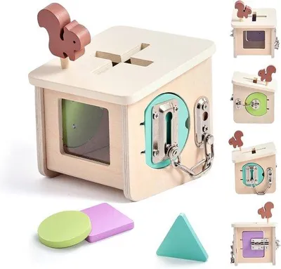 Immagine prodotto di Lussetto in legno per la dentizione dei bambini, giocattoli in legno per lo sviluppo motorio, giocattoli in legno a partire da 1 anno, centro attività, regalo per bambine