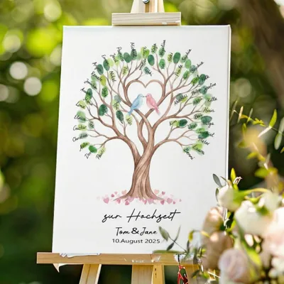Gästebuch mit Fingerabdruck-Baum, 30 x 40 cm, inkl. 12 Stempelkissen