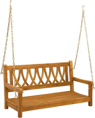 Imagen del producto de Hamaca de jardín para 2 personas, de 110 x 56 x 58 cm, fabricada en madera maciza