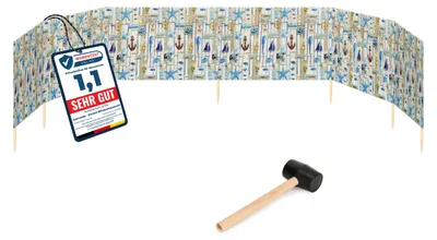 Produktbild von Garronda Strand Windschutz Sichtschutz 8m lang plus Gummihammer GAEX001