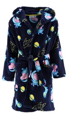 Produktbild von Peppa Wutz Pig George Jungen Kinder-Bademantel Morgenmantel mit Kapuze   , Farbe:Blau, Größe:98