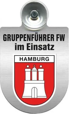Produktbild von Einsatzschild incl. Saugnapf - Gruppenführer Feuerwehr im Einsatz - 309750 - incl. Regionen nach Wahl Color - Region Hamburg