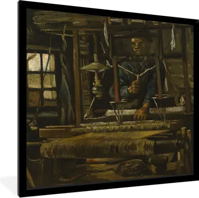 Produktbild von MuchoWow® Gerahmtes Poster Die Weberin - Vincent van Gogh 40x40 cm - Poster mit Schwarzem Bilderrahmen Wandposter Rahmen Foto Bilder - Mit Rahmen - Wanddekoration Schlafzimmer