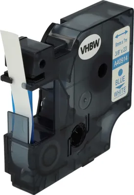 Produktbild von vhbw Schriftband-Kassette kompatibel mit Dymo 5000, 2000, 5500, 1000+, 1000, 4500, 3500 Etiketten-Drucker 7m x 9mm Blau auf Weiß
