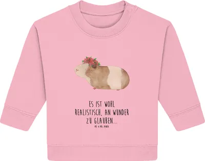 Produktbild von Mr. & Mrs. Panda Organic Baby Pullover Meerschweinchen Weisheit 24. - 36. Monat - Baumwolle Pink - Geschenk, Bullover, Spruch, Wunderland, Realität, Motivation, Wunder