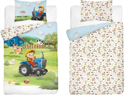 Obrázek produktu pro Detexpol Bavlněné ložní prádlo 100x135 4781 A Farmářská zelená traktor modrá Mayamoo 70
