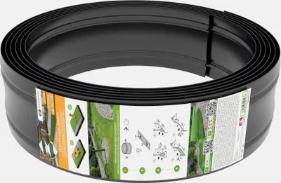 Produktbild von AMISPOL Elastische Rasenkante Kunststoff schwarz 8 m (125/4 mm) - Beeteinfassung Rund - Beetumrandung für Kurven - Blumenbeet Umrandung unsichtbar - Rasen und Beetbegrenzung aus stabilem Plastik