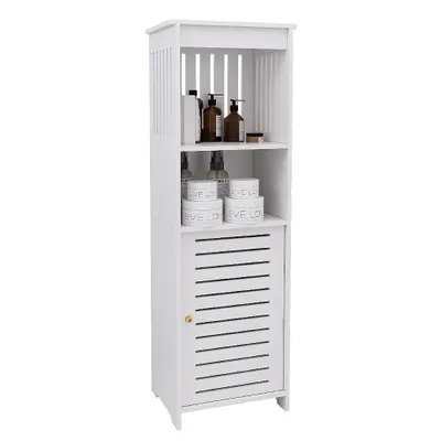 Produktbild von Kleiner Wasserdichter Badezimmerschrank, Freistehender Badschrank Schmal,Badezimmermöbel Geeignet für WC, Schlafzimmer,Küche 25x20x80cm Weiß