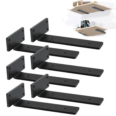 Imagen del producto de Juego de 6 soportes de pared para estanterías, de 30 cm, color