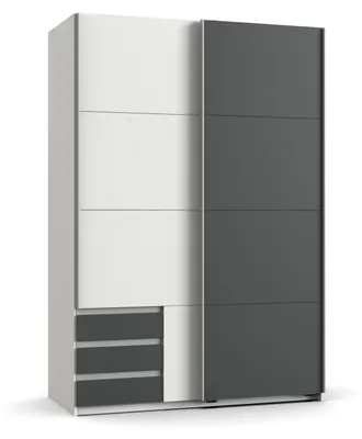 Obrázek produktu pro Zavěšená skříňka se dvěma dvířky, šatní skříň 135 cm, bílá, šedá, s zásuvkami, model 22661