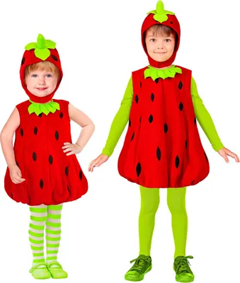 Produktbild von Kinderkostüm Erdbeere – Gr. 110–128 cm - Obstkostüm 116 cm - 4-5 Jahre