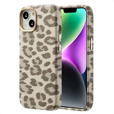 Zdjęcie produktu dla Selencia Sabi Backcover Panther Print z MagSafe dla Apple iPhone 14 - Miękka kość słoniowa