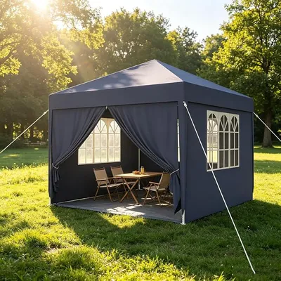 Produktbild von Pavillon Steckpavillon 3x3m wasserdicht & UV50+ – Höhenverstellbares Gartenzelt mit 4 Seitenwänden, stabil & Winterfest – Partyzelt für Garten, Camping, Terrasse – Anthrazit