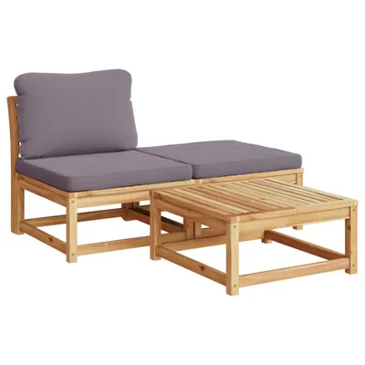 Produktbild von 3-tlg. Garten-Lounge-Set mit Kissen Massivholz Akazie
