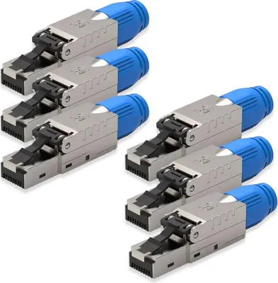 Produktbild von NEXMEX 6x Netzwerkstecker Cat 8 CAT8.1 RJ45 Stecker Werkzeuglos Metall 40Gbps