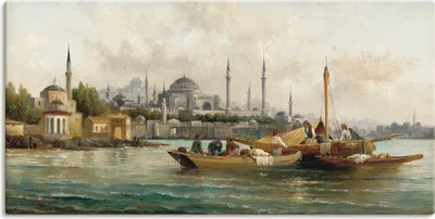 Produktbild von ARTland Leinwandbild Handelsschiffe vor Hagia Sophia Größe: 150x75 cm