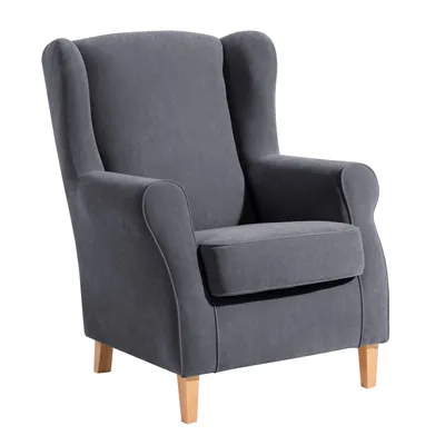 Produktbild von Max Winzer Ohrenbackensessel Lorris - Velourstoff anthrazit - Maße: 77 x 86 x 103 cm