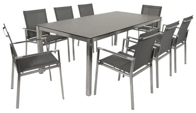 Produktbild von Gartengarnitur 9-teilig 308 x 86 x 208 cm Edelstahl Anthrazit