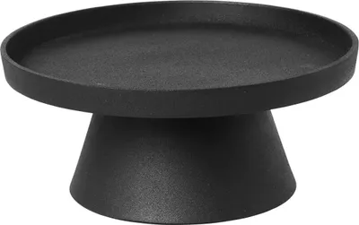 A black candle plate on a white background.