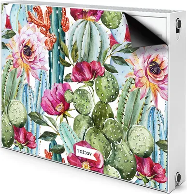 Produktbild von Magnet Heizkörperabdeckung Heizkörperverkleidung Verkleidung Abdeckung 90x60 cm  - Bunte Kakteen