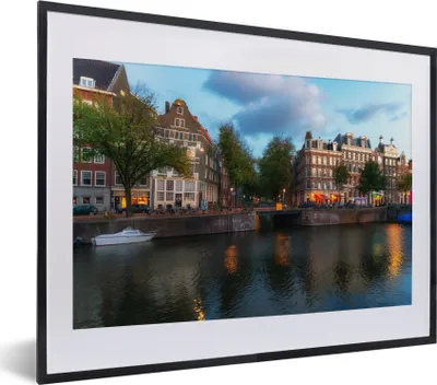 Produktbild von MuchoWow® MuchoWow® Gerahmtes Poster Wolken über der Prinsengracht in Amsterdam 40x30 cm - Poster mit zchwarzem Bilderrahmen - Bilderrahmen - Poster im Rahmen