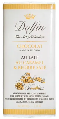 Produktbild von Dolfin Vollmilchschokolade, mit Karamell und gesalzener Butter 70 gr.