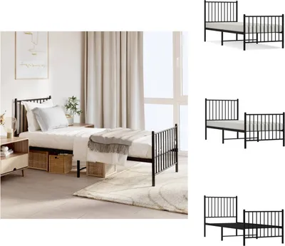 Produktbild von vidaXL Bettgestell mit Kopf- und Fußteil Metall Schwarz 75x190 cm -  Betten & Bettgestelle