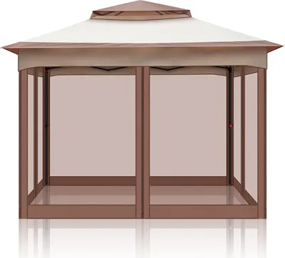 Produktbild von FCH  3.3 x 3.3 x 2.65M Pavillon Faltpavillon Gartenzelt Gartenpavillon mit Seitenwänden Popup Doppeldach, Khaki