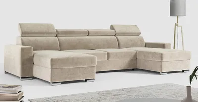 Produktbild von MKS MEBLE Ecksofa mit Schlaffunktion und Bettkasten, Wohnlandschaft U-form, Sofa mit Schlaffunktion - FOX-U - Beige