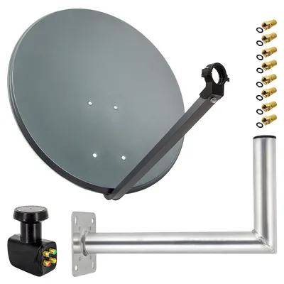 Produktbild von PremiumX SAT Anlage 80cm Antenne Quad LNB F-Stecker Wandhalter 45cm