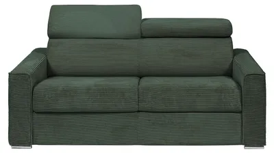 Produktbild von 4-Sitzer Schlafsofa Express aus grünem Cord mit Memory-Schaum-Sitz - Breite Lattenauflage 160 cm - 14 cm Matratze VIZIR