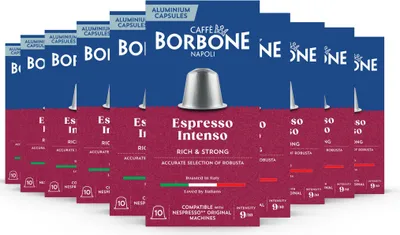 Produktbild von Caffè Borbone Selection Espresso Intenso – 100 Aluminium-Kapseln (10 x 10 Stück) – kompatibel mit Nespresso*-Maschinen für den Hausgebrauch