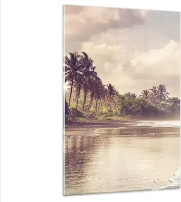 Produktbild von Bilder auf glas - Einteilig - Palmen Strand Wasser - 80x120cm - Glasbilder - Wandbilder - Bilder - zum Aufhängen bereit - Wanddekoration aus Glas - Glas Bilder - Wandbild auf Glas - GPA80x120-4917