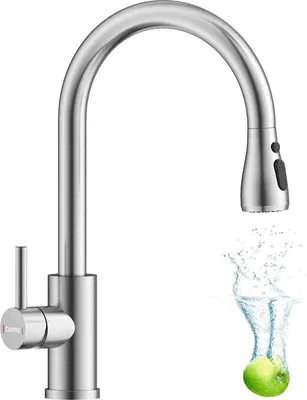 Immagine prodotto di Moderno rubinetto da cucina in acciaio inossidabile con doccetta estraibile, orientabile a 360°, 3 tipi di getto