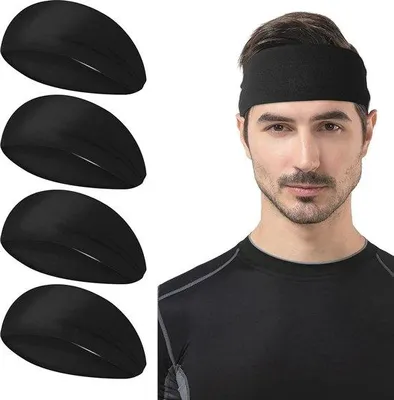 Produktbild von Sport-Tuch-Set für Männer und Frauen - Trainingsband-Headbänder für Athletik, Yoga, Gesundheit und Leistungstraining - Geschlechtsspezielles (Schwarz)