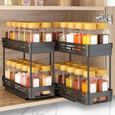 Productafbeelding van Uittrekbaar kruidenrek voor kast, kruidenorganizer, kastmaat: 30,5 cm hoog