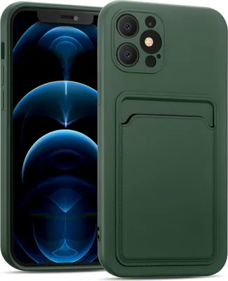 Produktbild von Conie Schutzhülle für iPhone 12 Pro Max mit Kartenfach Tasche Case Cover Bumper Silikon Hülle in Grün