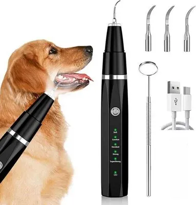 Immagine prodotto di Dispositivo a ultrasuoni per la rimozione della placca e la pulizia dei denti di cani e gatti, kit per l'igiene dentale di cani e gatti