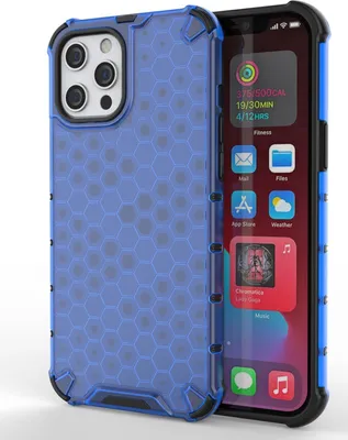 Produktbild von Mobigear Honeycomb iPhone 13 Pro Max Hülle Hardcase Backcover Stoßfest - Blau