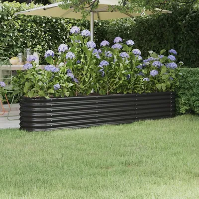 Produktbild von vidaXL Zvýšená postel z práškově lakované oceli 224x40x36 cm antracitová