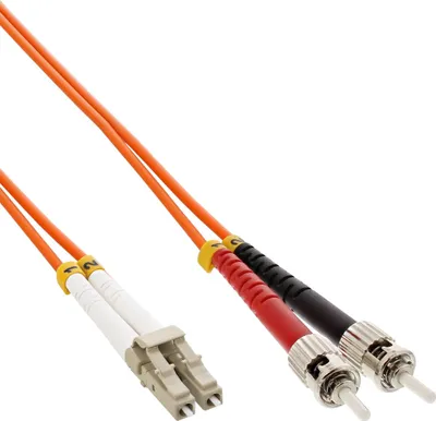 Produktbild von InLine LWL Duplex Kabel, LC/ST, 50/125µm, OM2, 2m, 2 m, OM2, 2x LC, 2x ST