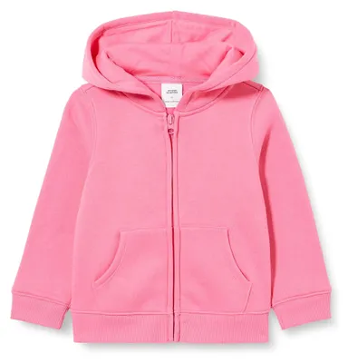 Productafbeelding van A. Essentials meisjes fleece hoodie met rits, felroze