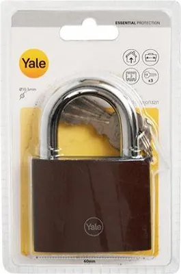 Zdjęcie produktu dla YALE YE11BR/60/132/1 Kłódka z żeliwną szeklą, brązowa, 60 mm, blister