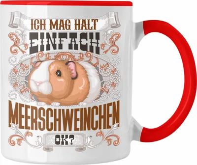Produktbild von Trendation - Meerschweinchen Tasse Geschenk Meerschweinchen Besitzer Spruch Geschenkidee Ich Mag Halt Einfach Meerschweinchen Ok (Rot)