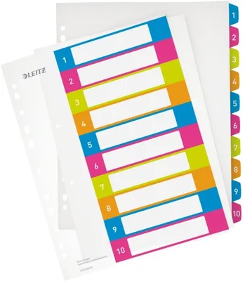 Produktbild von Plastikregister Wow 1-10 A4 PP 10 Blatt farbig Packung mit 10 Stück